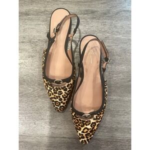 Linea Paolo Leopard Print Slingback Flats Women's Pointed Toe Buckle Flat 9.5